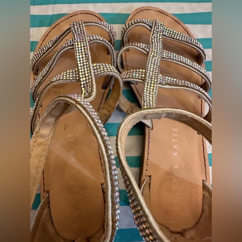 Girls Size 3 Kelly and Katie Sparkle Strappy gladiator Sandals